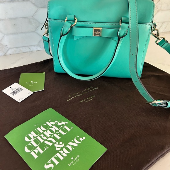 Kate Spade Turquoise Satchel with Gold Accents - Picture 1 of 9